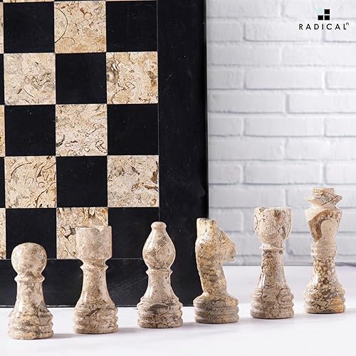 Miniatura 2 de Radicaln Juego de ajedrez de mármol de 12 pulgadas, negro y coral, hecho a mano, juegos de mesa de lujo para adultos, juego de mesa de ajedrez de