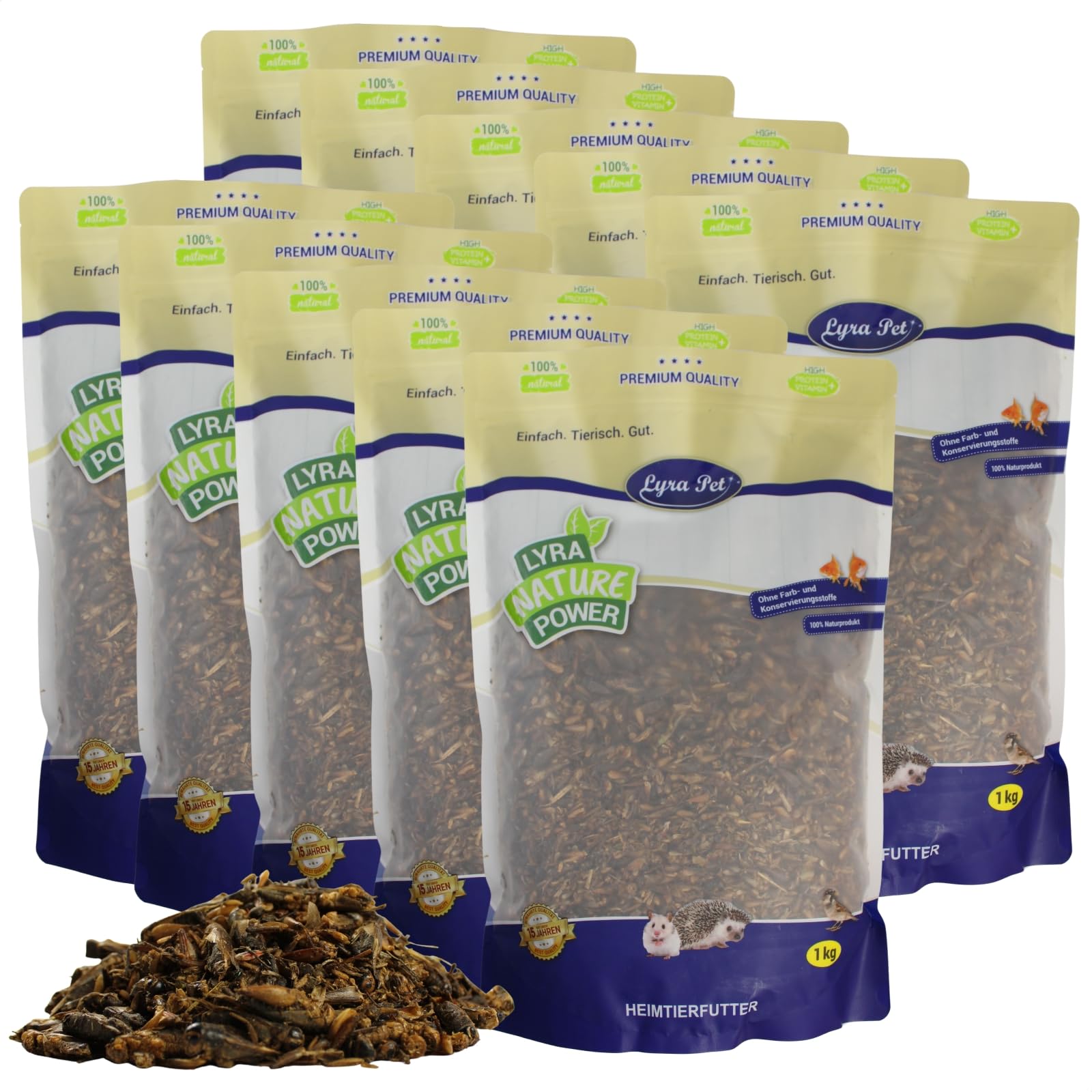 Lyra Pet® 10 kg Heimchen getrocknet Vogelfutter Wildvögel Nager Reptilien | Reich an Proteinen & Mineralien - Nährstoffreiche Ergänzung zum Hauptfutter - Idealer Energiespender - Natürliches Futter