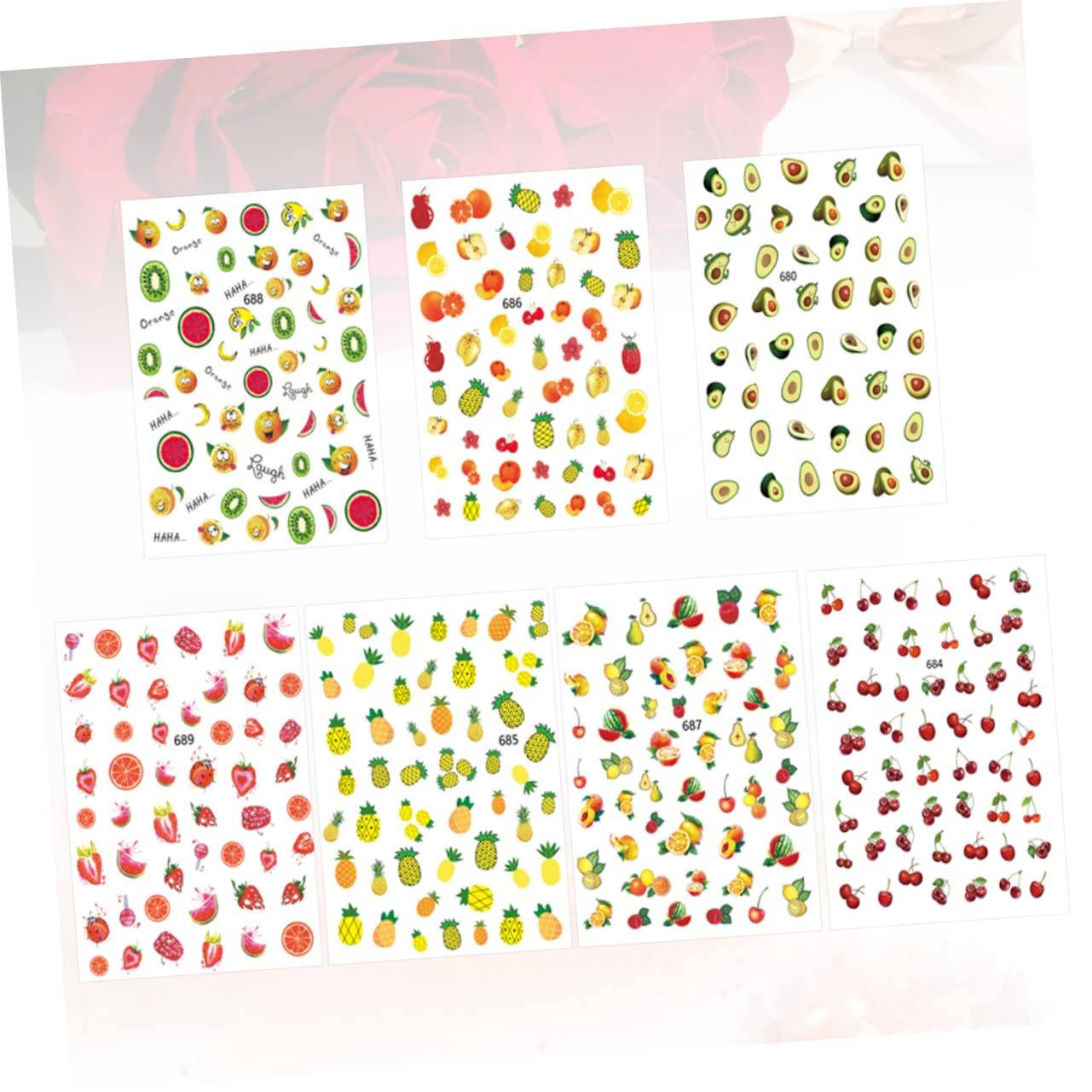 Beaupretty 36fogli Adesivi Per Unghie Design Frutta Decorazione Manicure Con Foglie Di Ciliegio Adesivi Unici Per Donne e Ragazze Stili Random Per Feste e Eventi