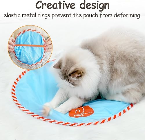 Vista 20 de Migipaws Juego de juguetes interactivos para gatos, rastreador divertido, bola de persecución automática con cola esponjosa, un pequeño ratón, Blanco