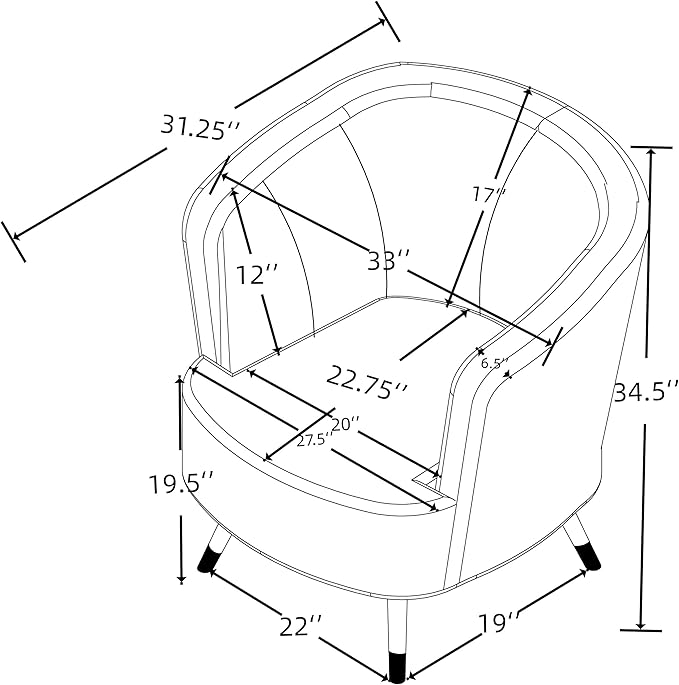 Sillón Acolchado Beige con Brazos, Respaldo Redondo miniatura 3