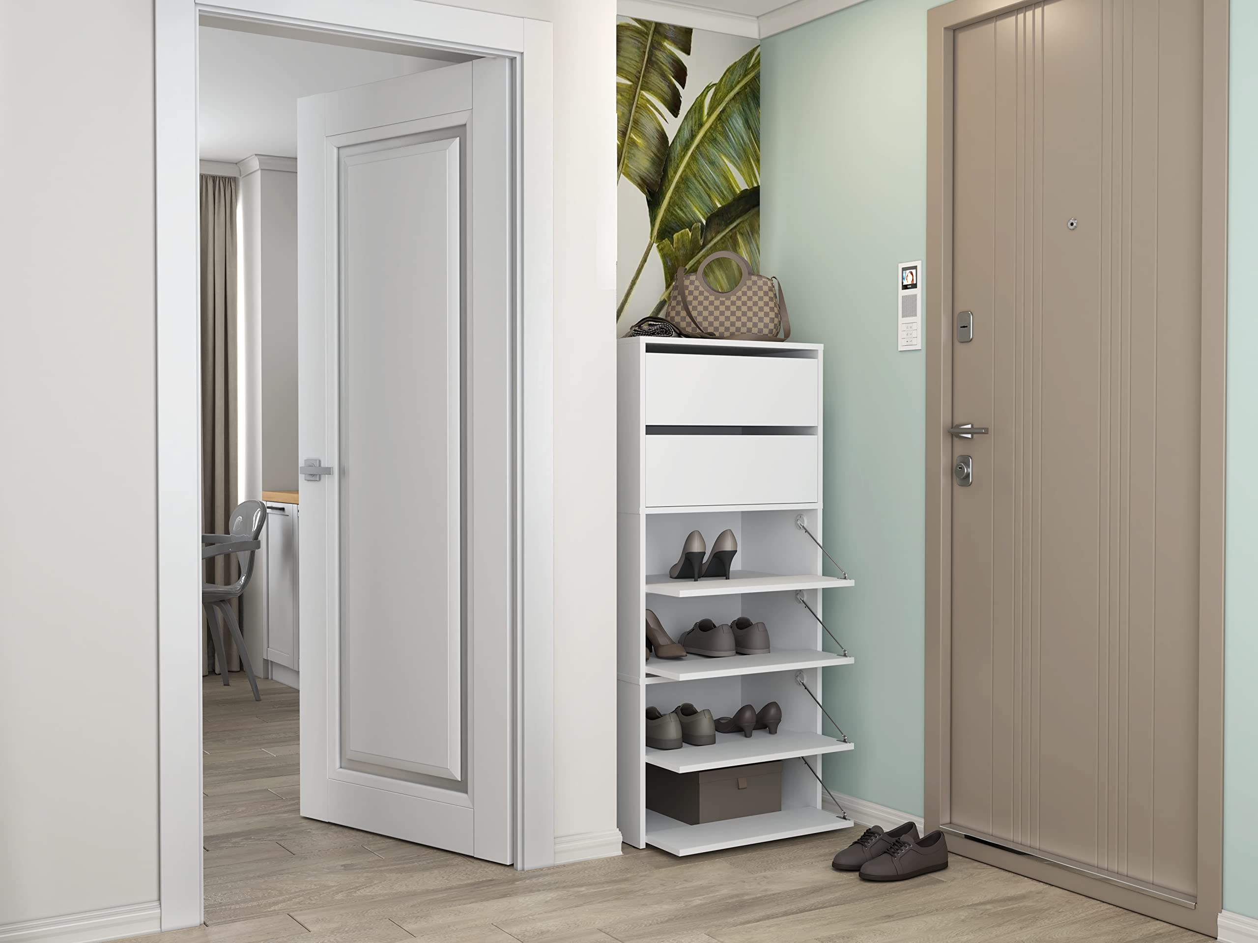 CDF Armoire à Chaussures Modo Blanc Rangement Chaussures Moderne