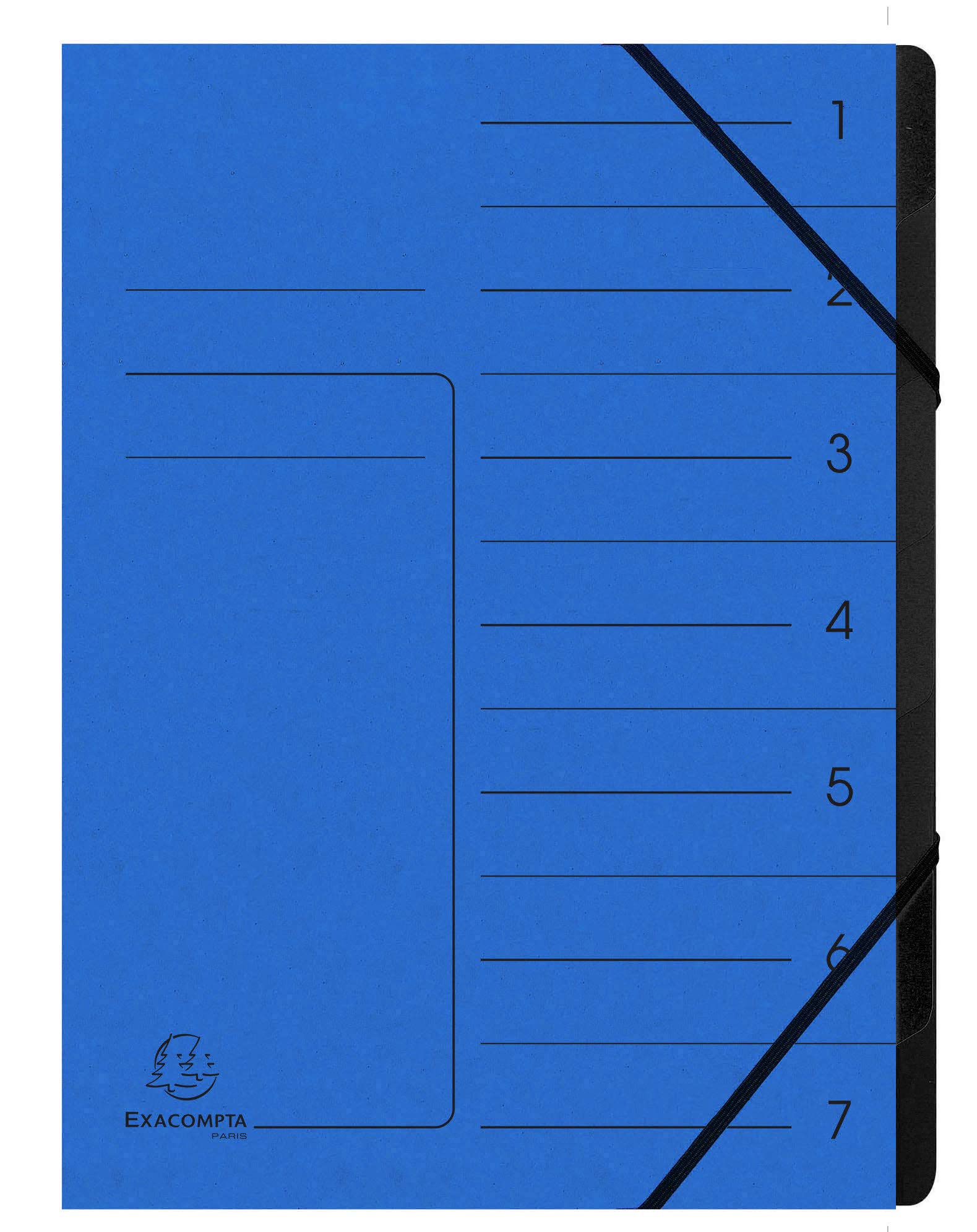 Exacompta - Ref 540702E - Stapled Spine Multipart File - 245 x 320mm in Size, Suitable for Storing A4 Documents - 7 Tabbed Sections - Blue Cover with Reinforced Tabs