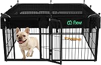Vista 10 de FXW Rollick Unleashed corralito para perros en interiores, patio, campamento de casas rodantes, 40 pulgadas, 8 paneles para perros medianos y Blanco