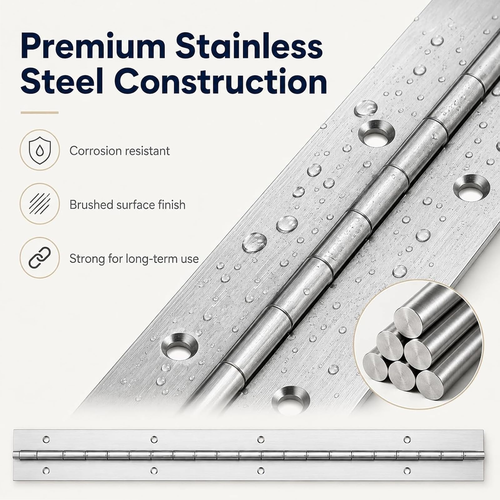 Stainless Steel Piano Hinges - 12 Pack -3