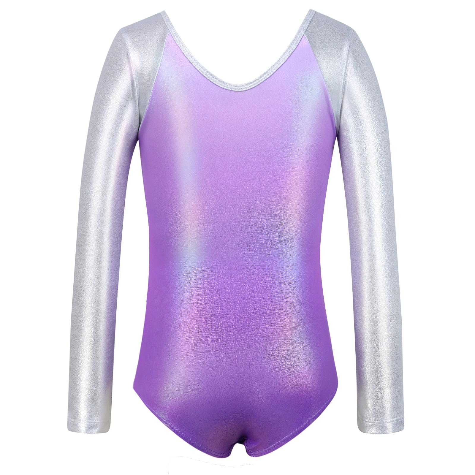 Justaucorps de gymnastique pour filles, enfants, adolescentes, avec short de culbute, manches longues scintillantes