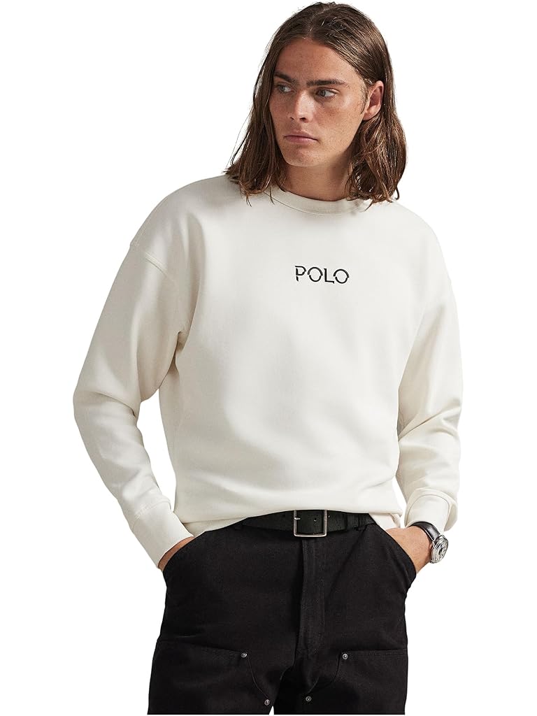 White Polo Ralph Lauren Relaxed Fit Logo Double-knit Sweatshirt
