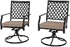 PHI VILLA Patio Dining Chairs Set of 2 Outdoor Swivel Dining Chairs Patio Furniture Rocking Chairs with Cushion Suports 300lbs for Garden Backyard