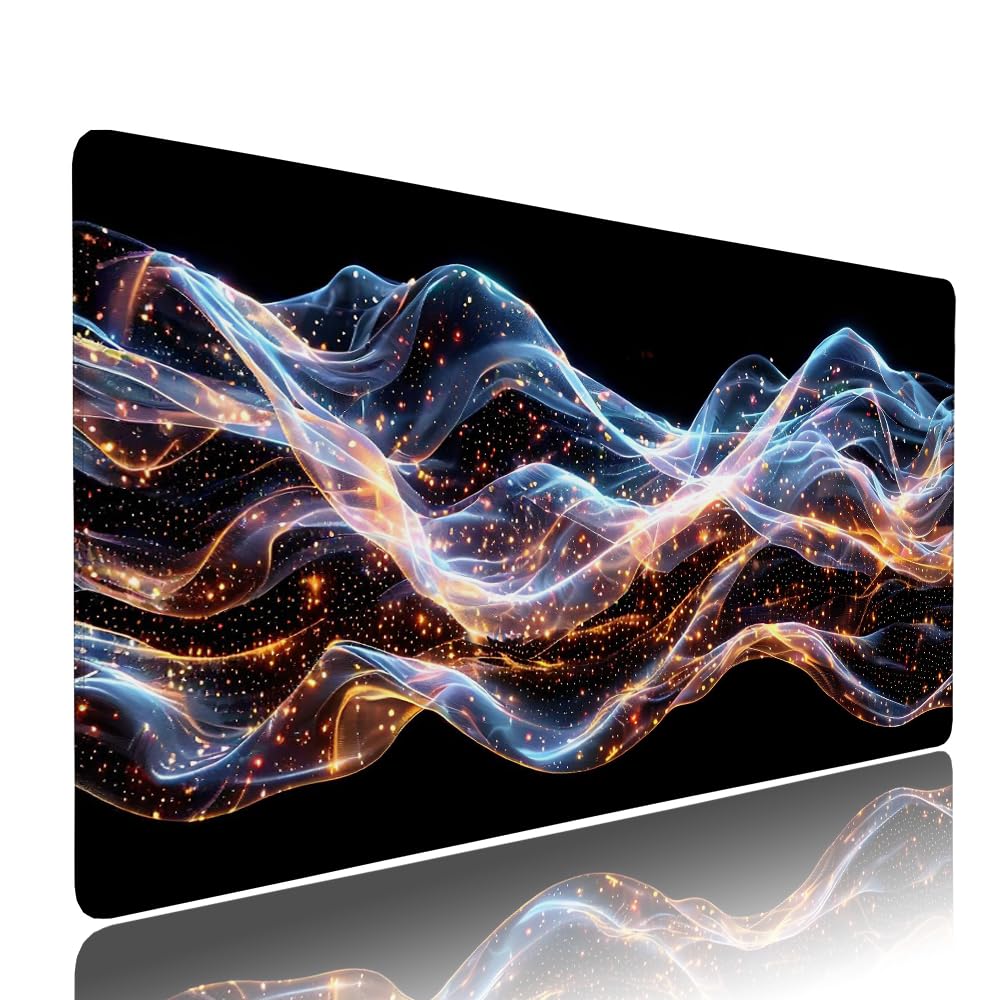 Tappetino Mouse Gaming xxl Accessori Scrivania Ufficio Nero Astratto Grande Tappetino Mouse e Tastiera Sottomano da Scrivania 1200x600x3mm Base Antiscivolo, per PC Gamer Laptop Studio Casa d-298