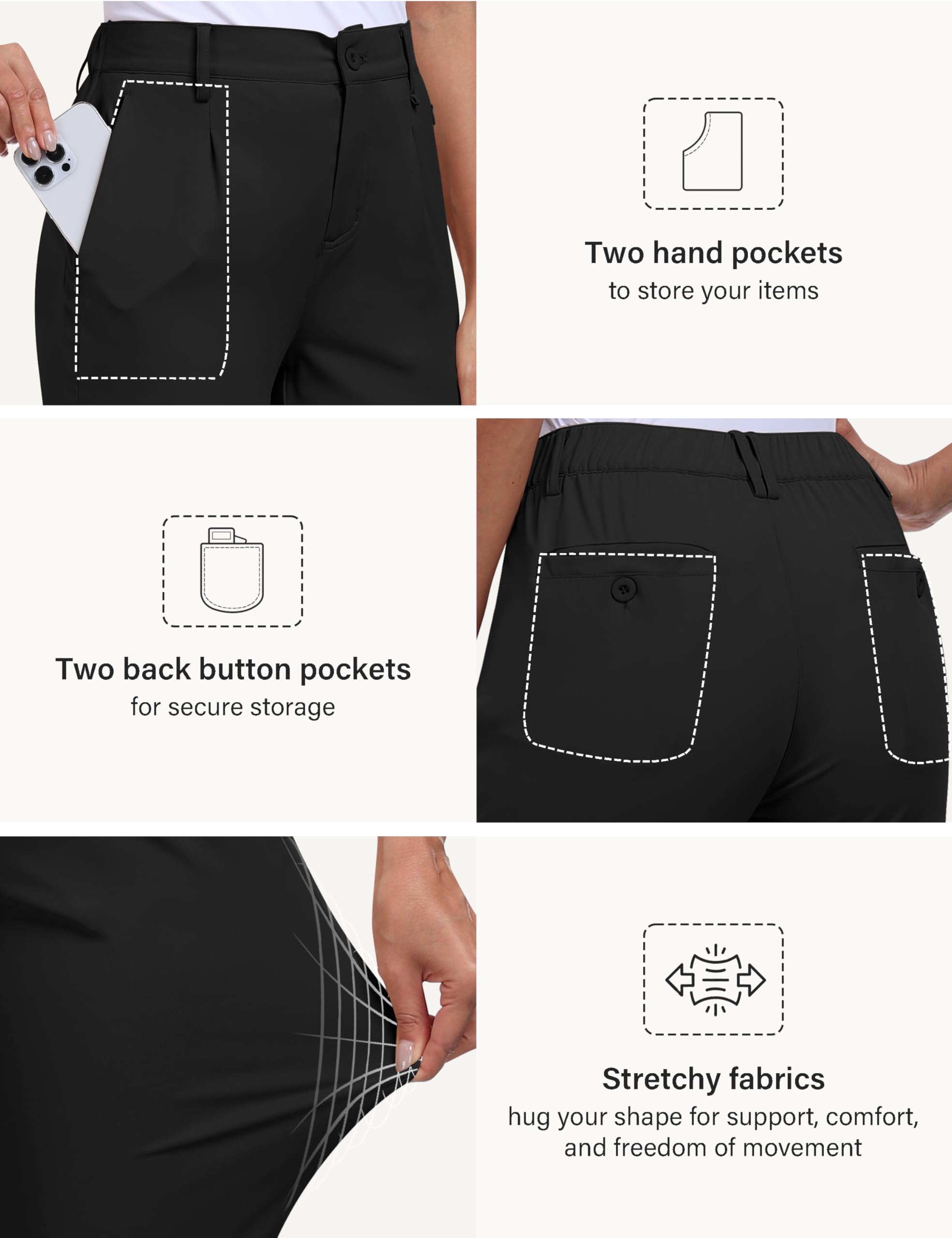 MoFiz Pantalones de Golf para Mujer Elegante Oficina Trabajo Pants con Bolsillos for Casual Viaje