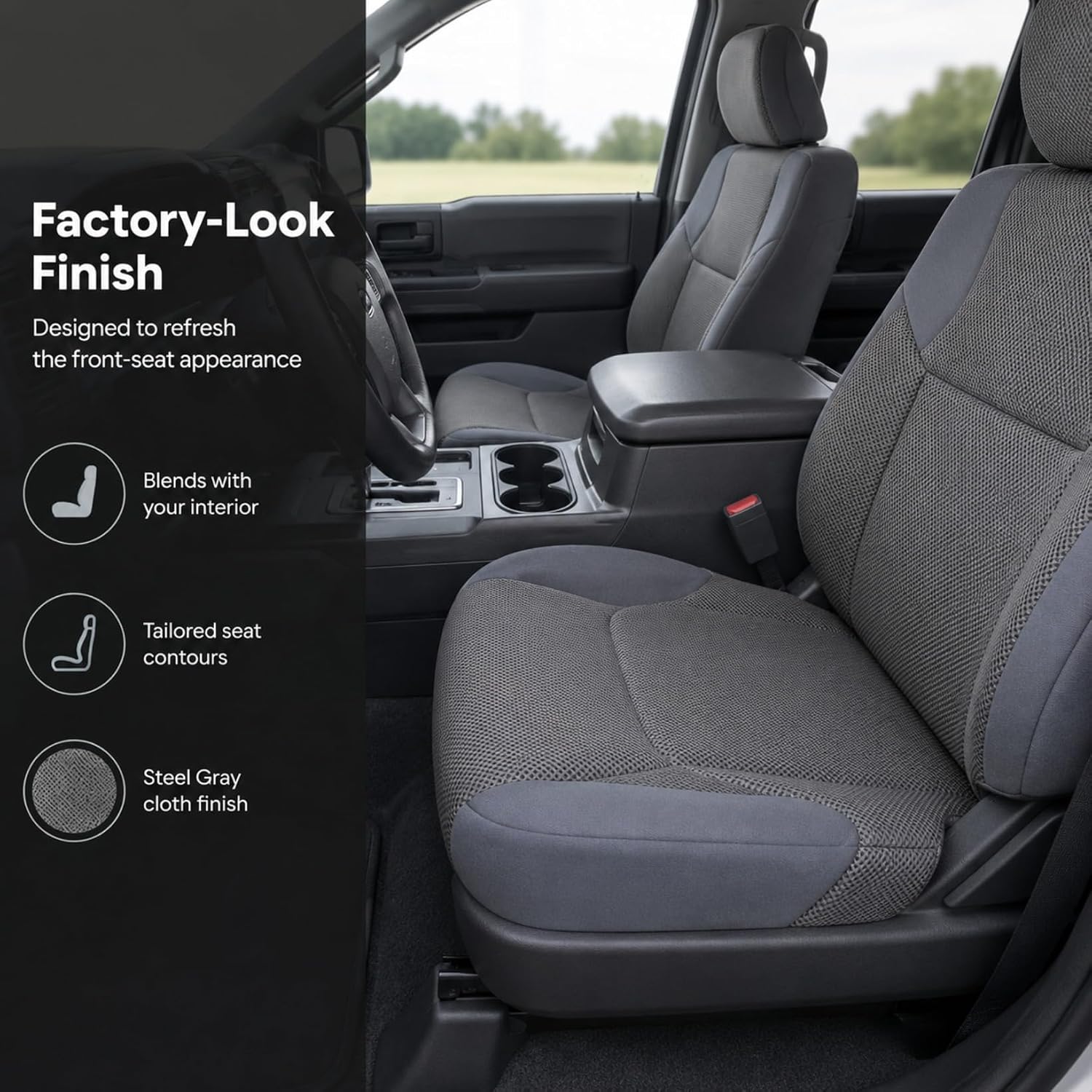 NLQR Front Driver and Passenger Side Bottom Replacement Seat Covers Cloth Gray Compatible with Nissan Frontier SV Crew Cab 2015 2016 2017 2018 2019 2020
