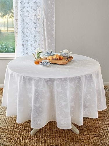 Saffron Marigold Ivy Lace  Elegante mantel indio redondo blanco para boda 90