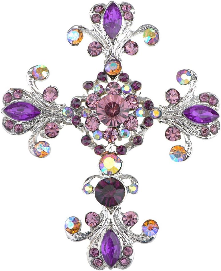 Cross Brooch Pin Antique Inspired Gorgeous Rhinestone Pendant