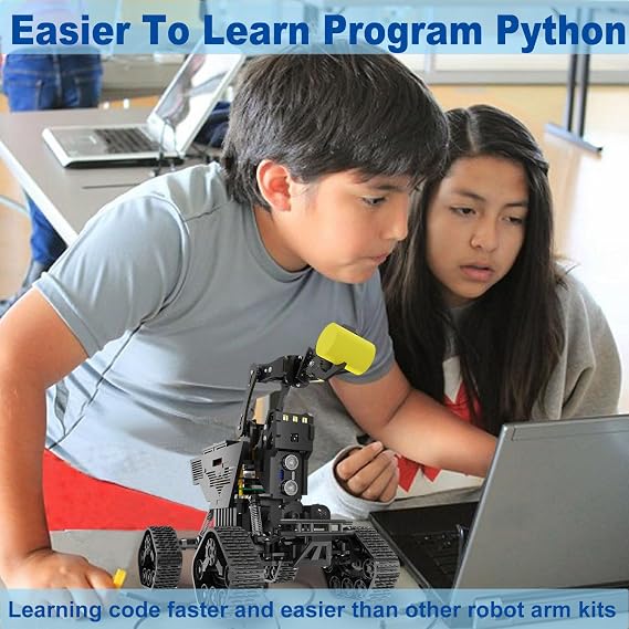 Robot Car Kit, 2 in 1 Smart Robotics Arm Building Toy for Raspberry Pi Python Coding, STEM Programming Tank Kits with Camera (Without RPi Board)