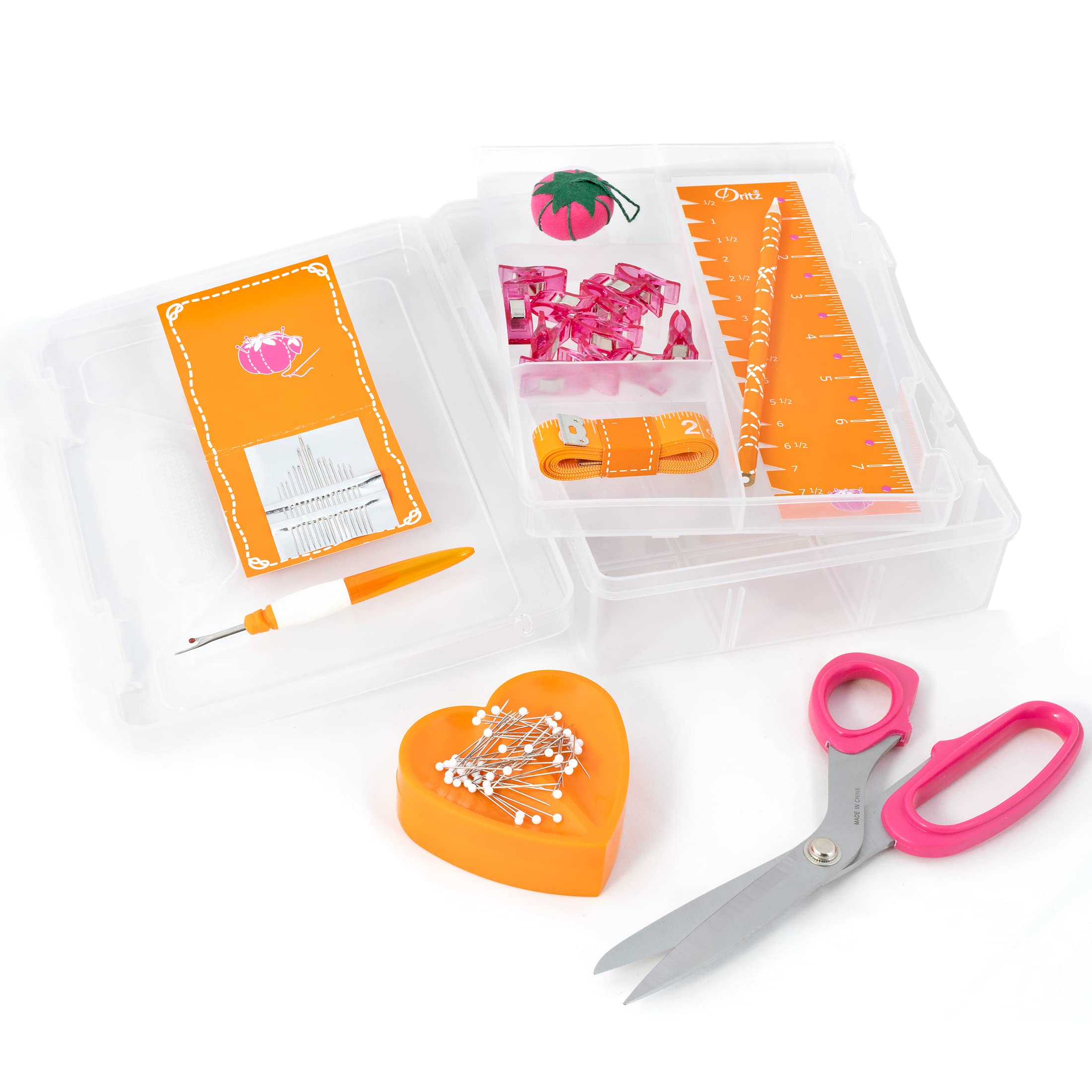 Dritz Kit de costura, naranja y rosa