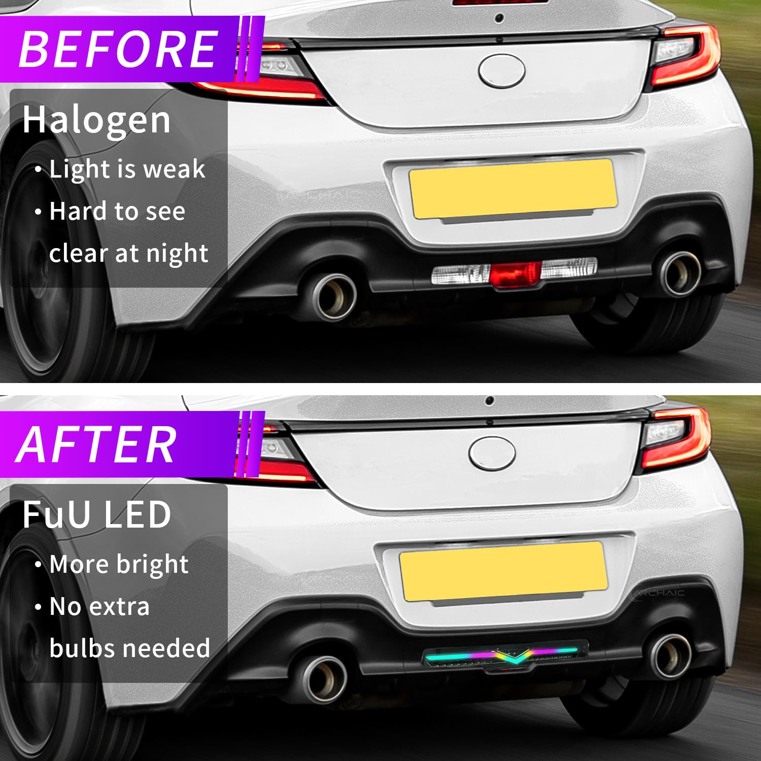 Archaic Światło tylnego zderzaka RGB kompatybilne z Toyota GR86 Subaru Brz 2022-2023, z sekwencyjnym kierunkowskazem, animacją RGB DRL