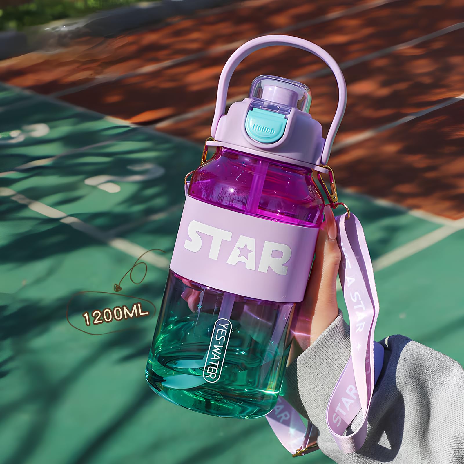 The Venti SHOTAY 1.3 Litre Tritian Water Bottle | for Home, Office & Gym | Jumbo Size | Sturdy with Holder | BPA Free Premium Bottle | (Multicolor, Material: Plastic) (1200ML-Purple) (B0D7WVBB9K) Amazon Price History, Amazon Price Tracker