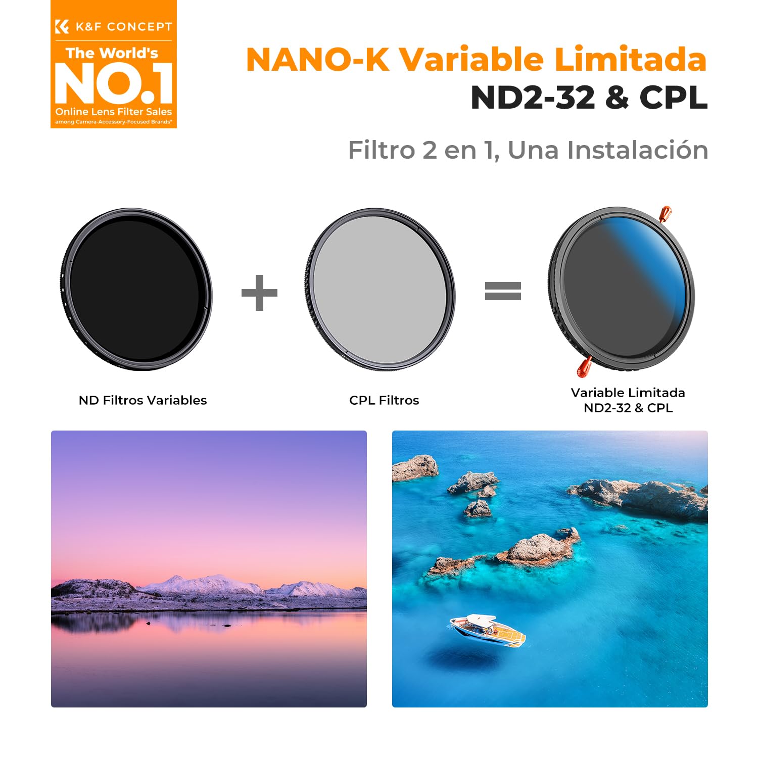 K&F CONCEPT Nano-Klear 67mm Filtro Variable ND2-32 (1-5 Stops) & Polarizzatore CPL 2 In 1, Filtro ND2-32 Densità Neutra & CPL in Vetro Ottico