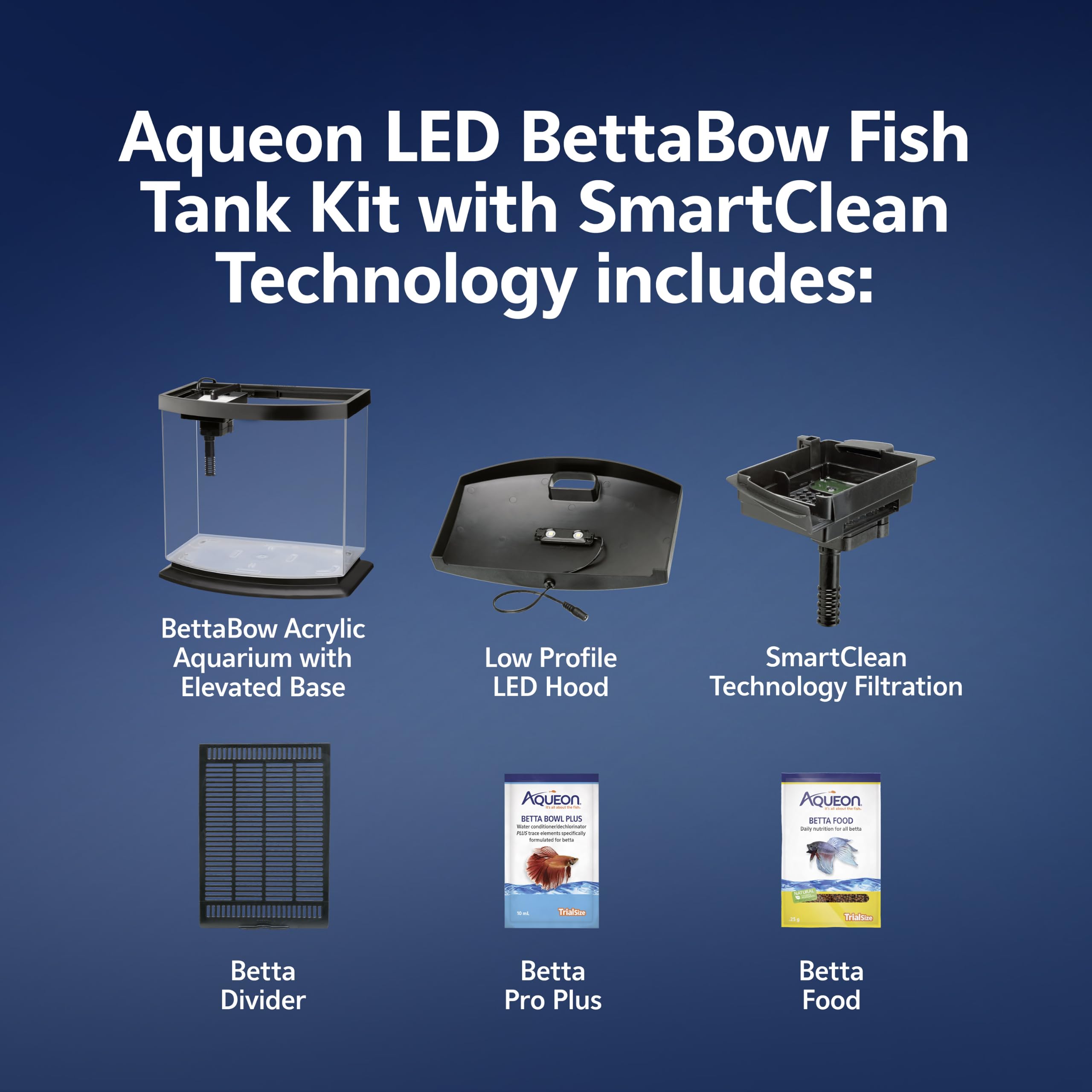 Aqueon LED MiniBow Small Aquarium Fish Tank Kit with SmartClean Technology, Small Fish Tank, Black, 2.5 Gallon — Amazon image 2