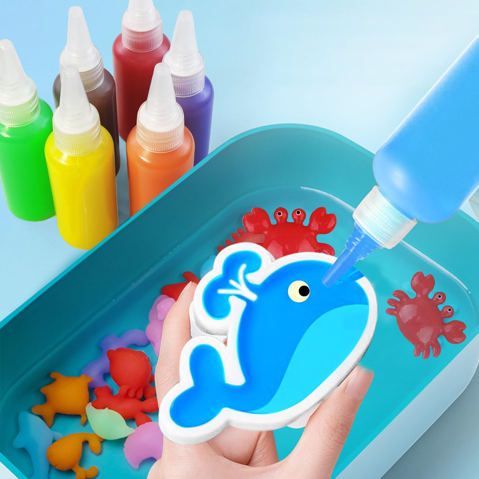 BUOAZR Magischer Wasserelfe Aqua Gelz Set - 9 Farben DIY Wassergel Spielzeug Für Kinder Ab 4 Jahren