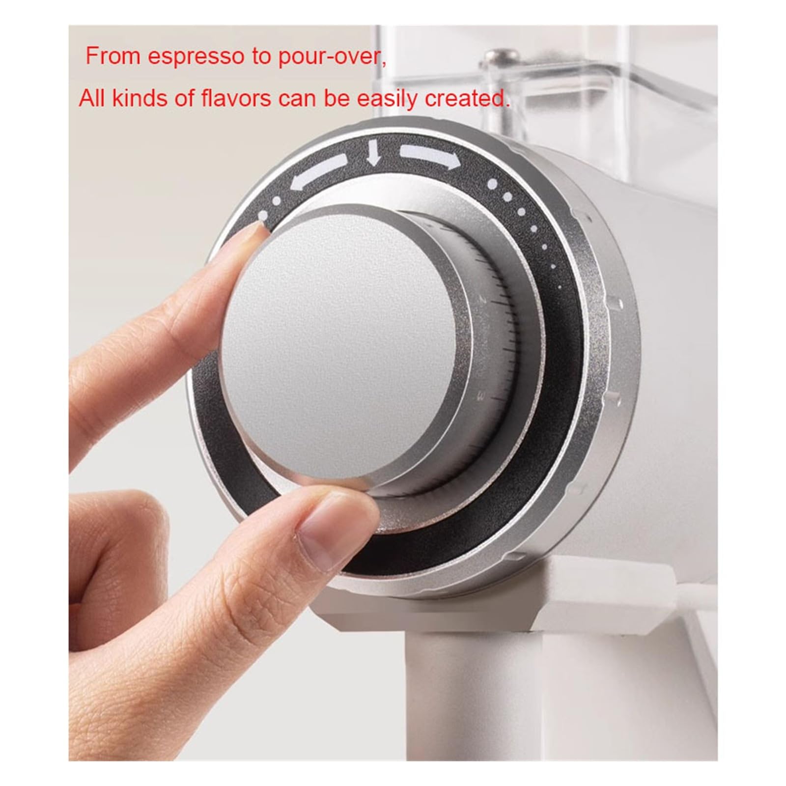 Molinillo de café eléctrico 250 W con cuchillas planas acero inoxidable 60 mm y muelas cónicas Seguridad de uso(Bianco)