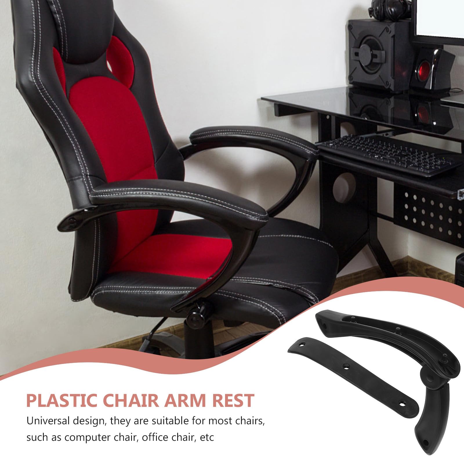 Lurrose Braccioli Robusti per Sedia Plastica 2 Pezzi Ricambi per Ufficio e Casa Supporto Mani e Installazione Professionale Resistente