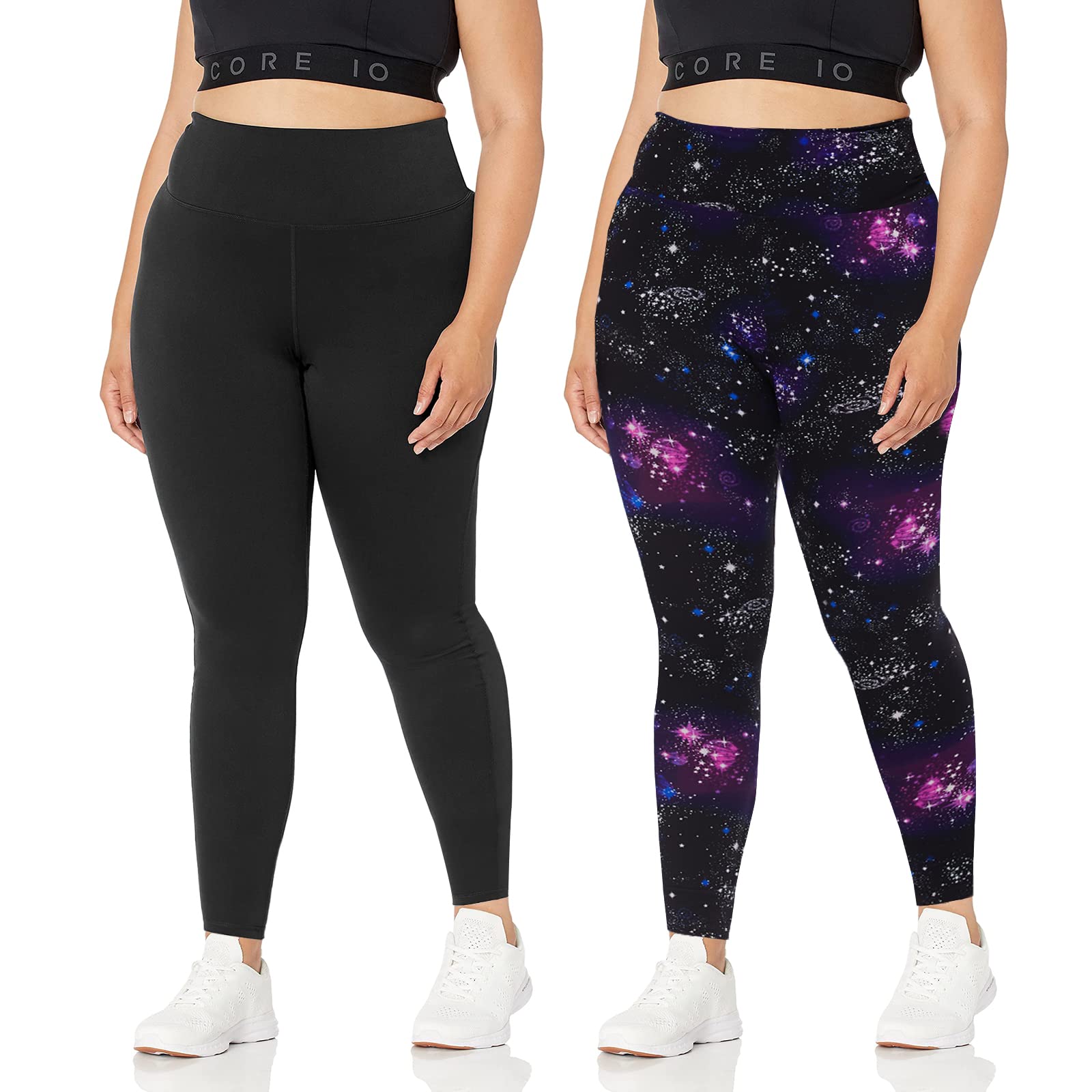 2 Pack Plus Size Leggings for Women, High Waisted Black Workout Yoga Leggings 2X 3X 4X