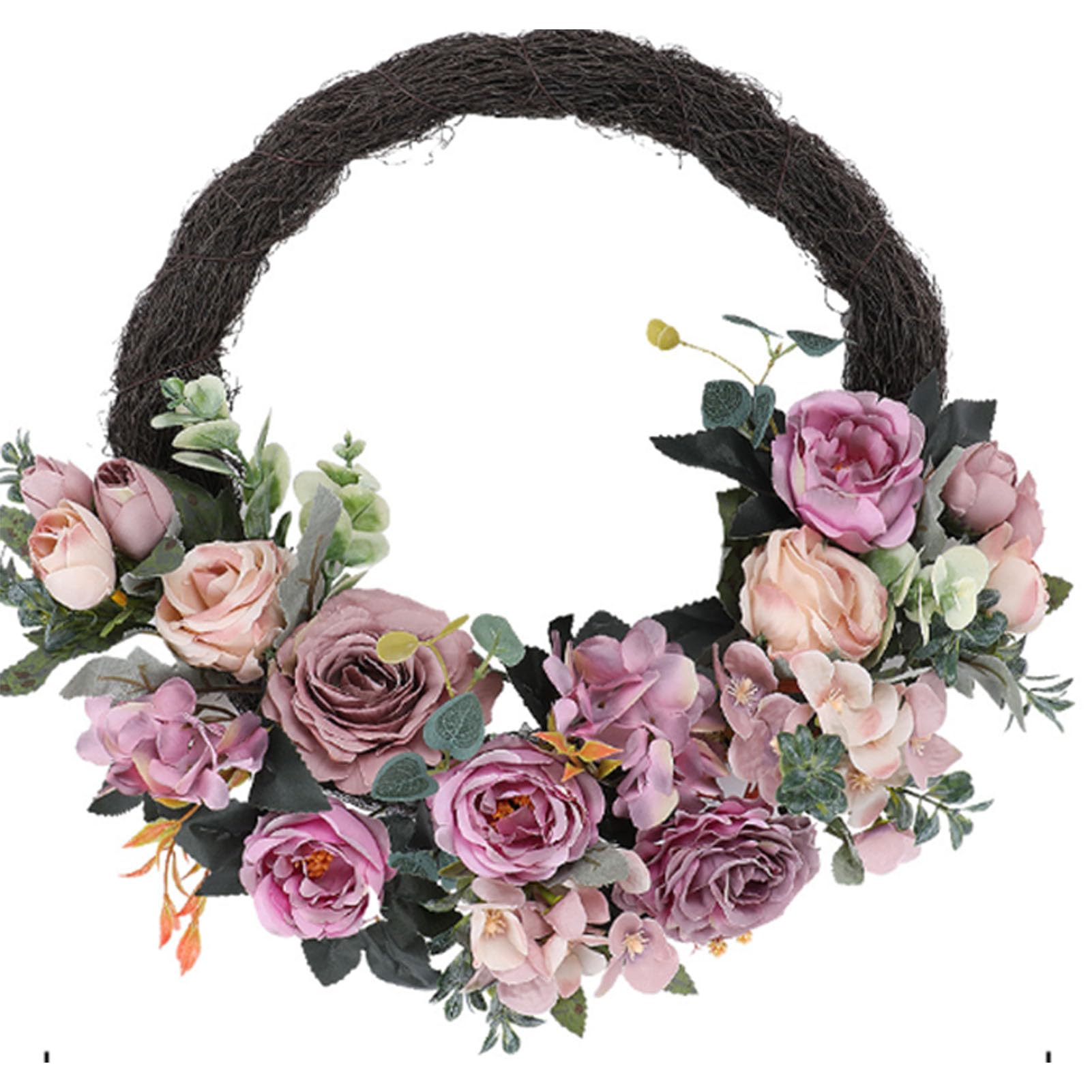 Ausla Spring Easter Wreath, Faux Silk Purple Rose Layered Design (Purple