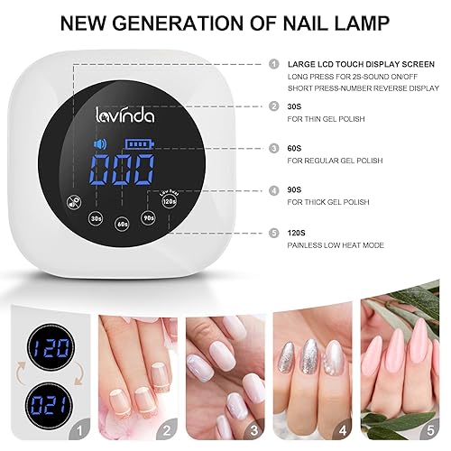 Miniatura 6 de Lavinda Diamond - Taladro de uñas profesional recargable, lima de uñas eléctrica Lavinda Diamond de 35000 RPM, lámpara de uñas LED UV, lámpara de