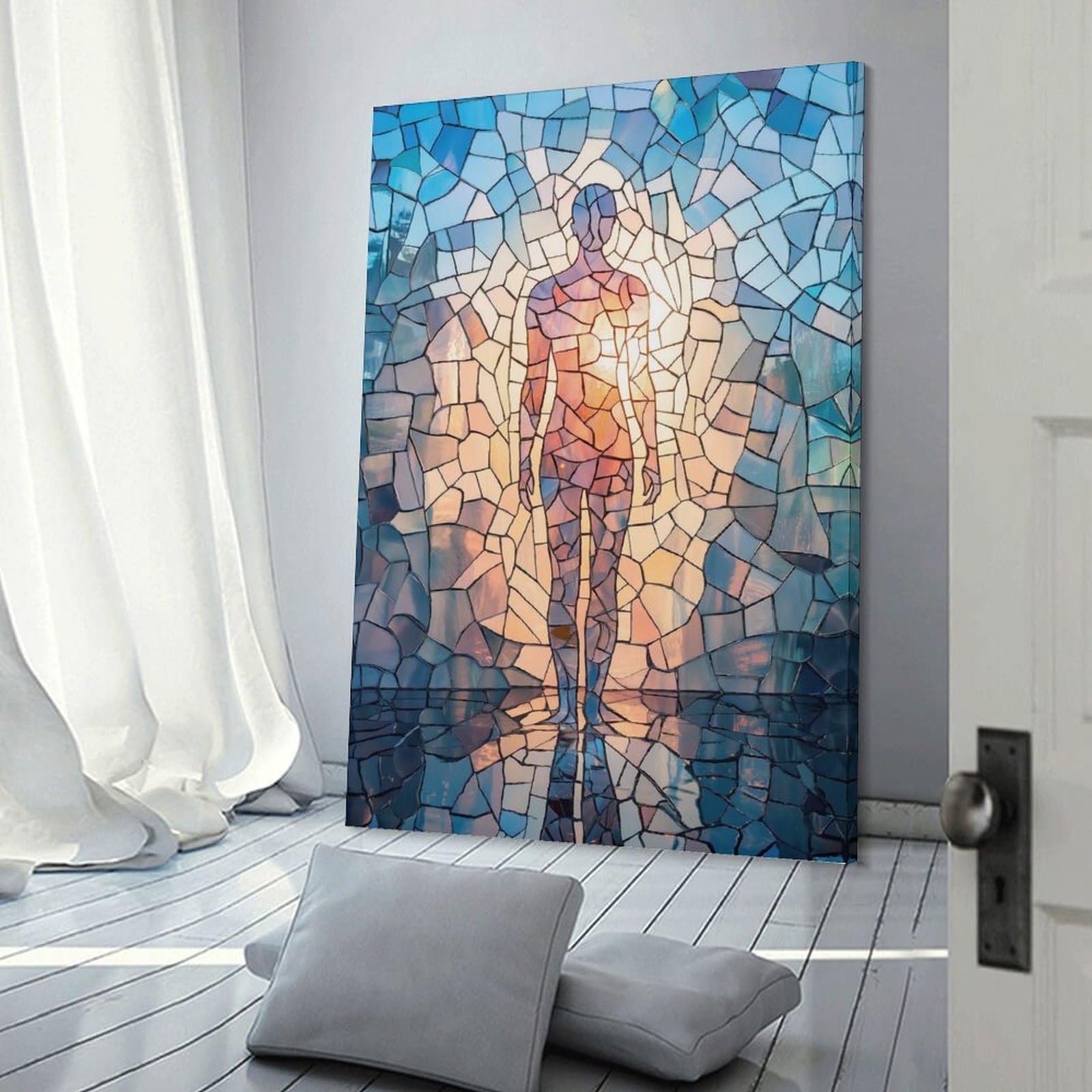 Junmoney Canvas Wall Decor Mosaic Human Figure, 24x36inch(60x90cm), for Living Room, Bedroom, Office Or Hallway, Decorative Artwork with Broad Appeal