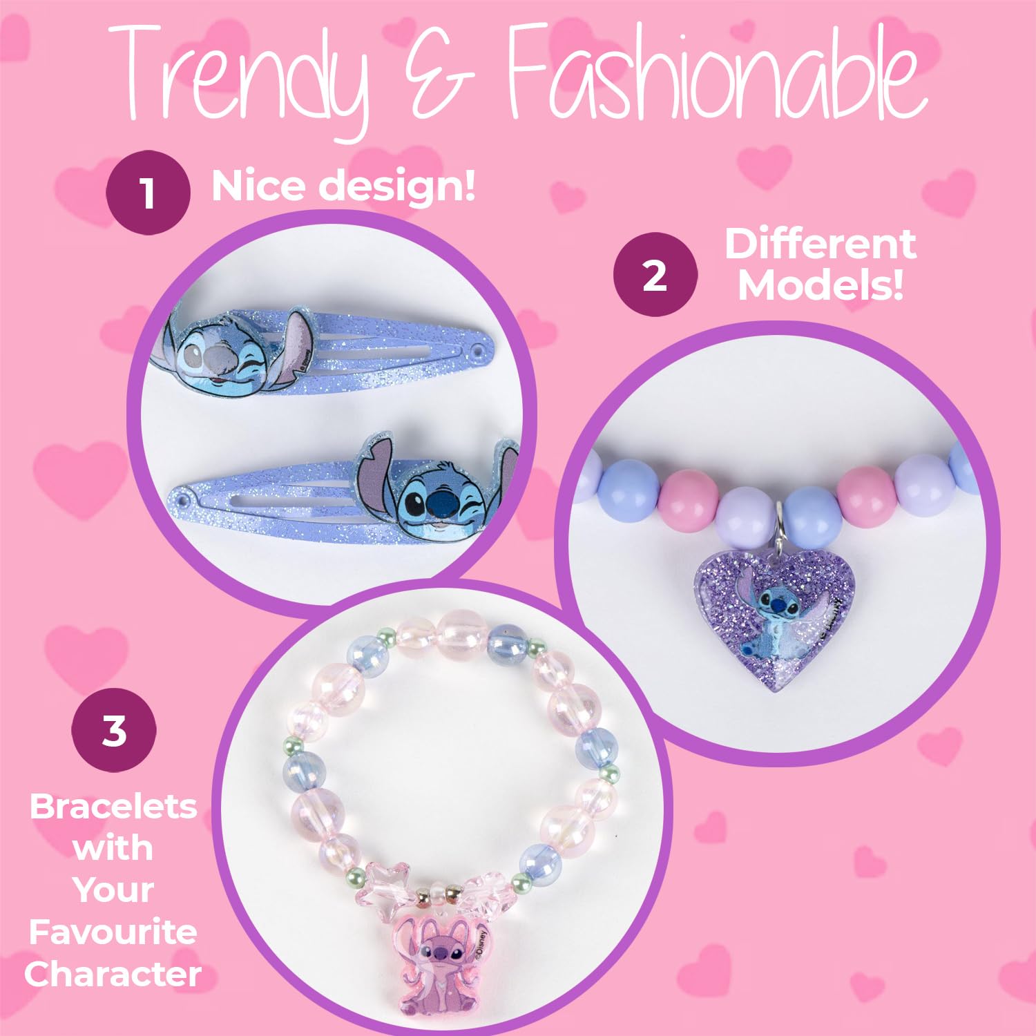 Stitch - Lilo et Stitch - Ensemble Accessoires enfants bijoux et cheveux - Bracelet d'amitié - Collier - Idée Cadeau Fille Stitch Fille