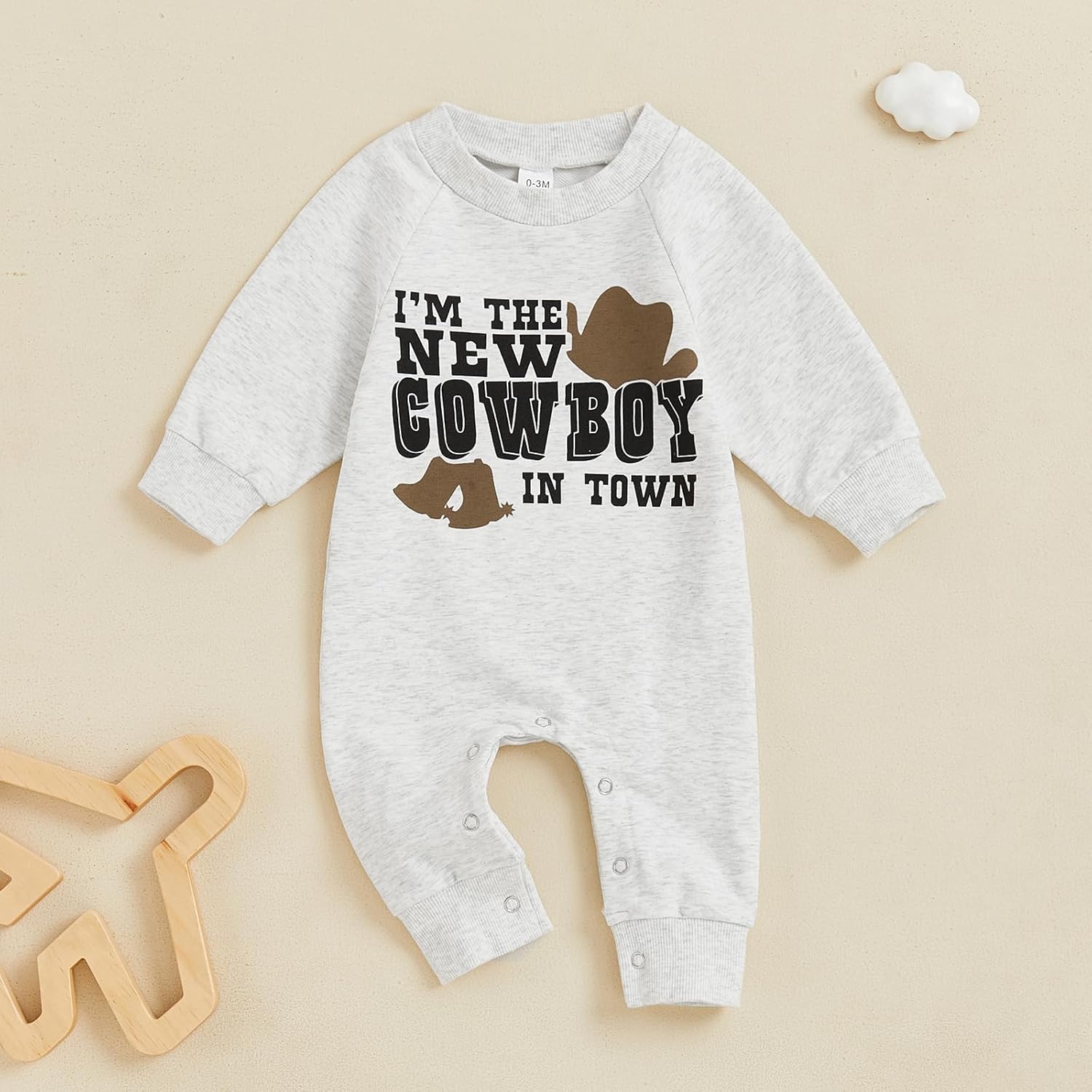 Sasaerucure Infant Baby Boy Western Clothes Newborn Cowboy Baby Outfit Baby Boy Long Sleeve Romper Winter Onesie - Image 3