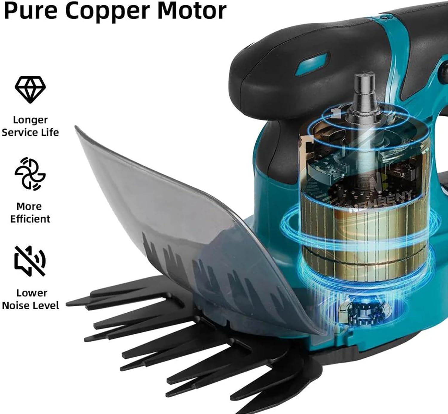 Cortasetos eléctrico, cortadora de césped inalámbrica con baterías y cargador, recortadora de arbustos eficiente para el cuidado del patio