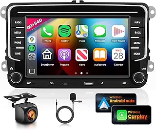 4G 64G Car Stereo for VW Passat Jetta Golf Touran Seat Golf Radio, Type-C/USB Wireless Carplay Android Auto 7" IPS Touch Screen 36EQ DSP Bluetooth 5.0 Android 15 GPS WiFi FM/RDS AHD Camera