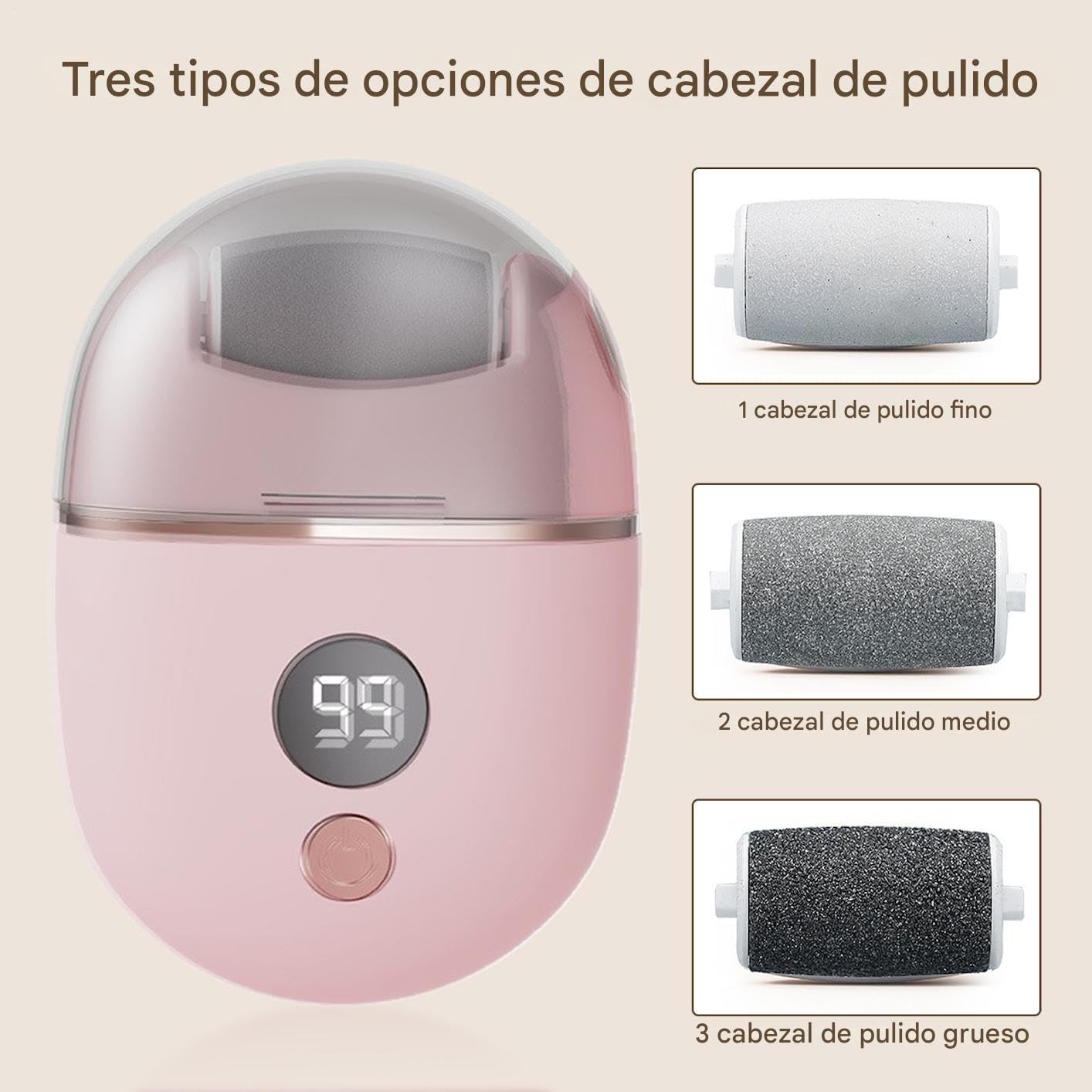 Eléctrica Para Pies | Máquina Eléctrica de para Callos,Kit Recargable con 3 Accesorios para Unisex