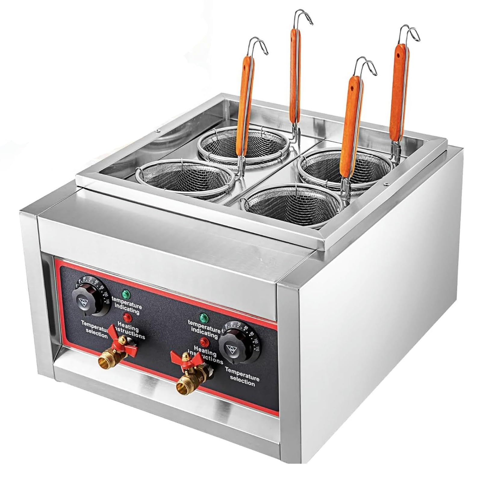 Kjzqxyx 4 Hole Noodle Vegetables Cooking Machine,4000W Stainless Steel Commercial Pasta Cooker,Electric Pasta Cooking Machine,For Restaurant