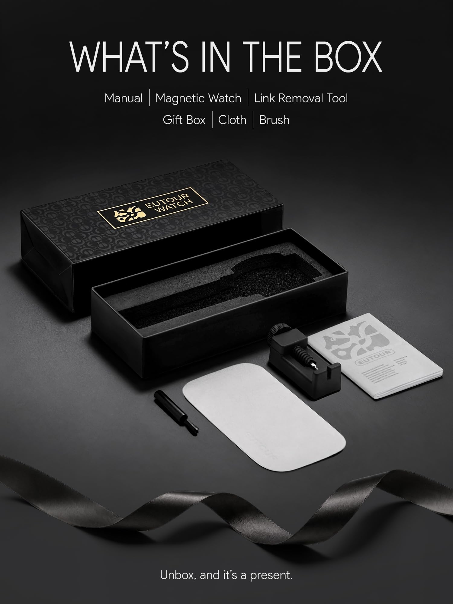 EUTOUR Męski zegarek na rękę zegarki magnetyczne fantazyjne minimalistyczne zegarki unisex szwajcarski zegarek kwarcowy z silikonem/skórą/stalą nierdzewną/drewnianym paskiem