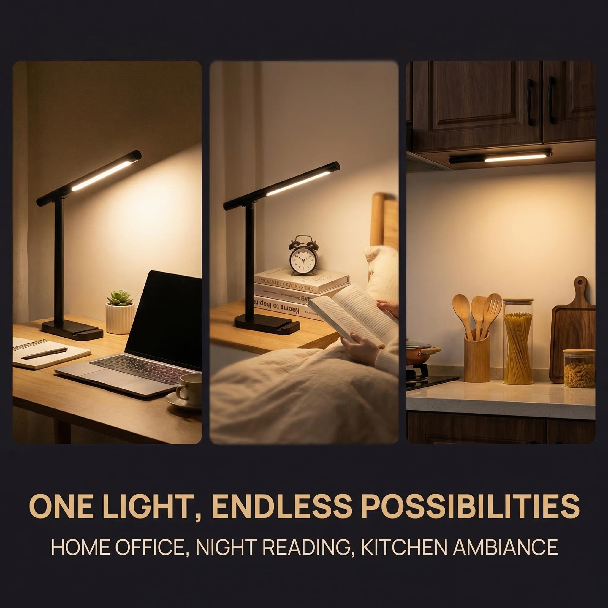 Sunny Power Lámpara de escritorio LED regulable, lámpara de lectura, 3 modos de iluminación, accesorios de protección ocular