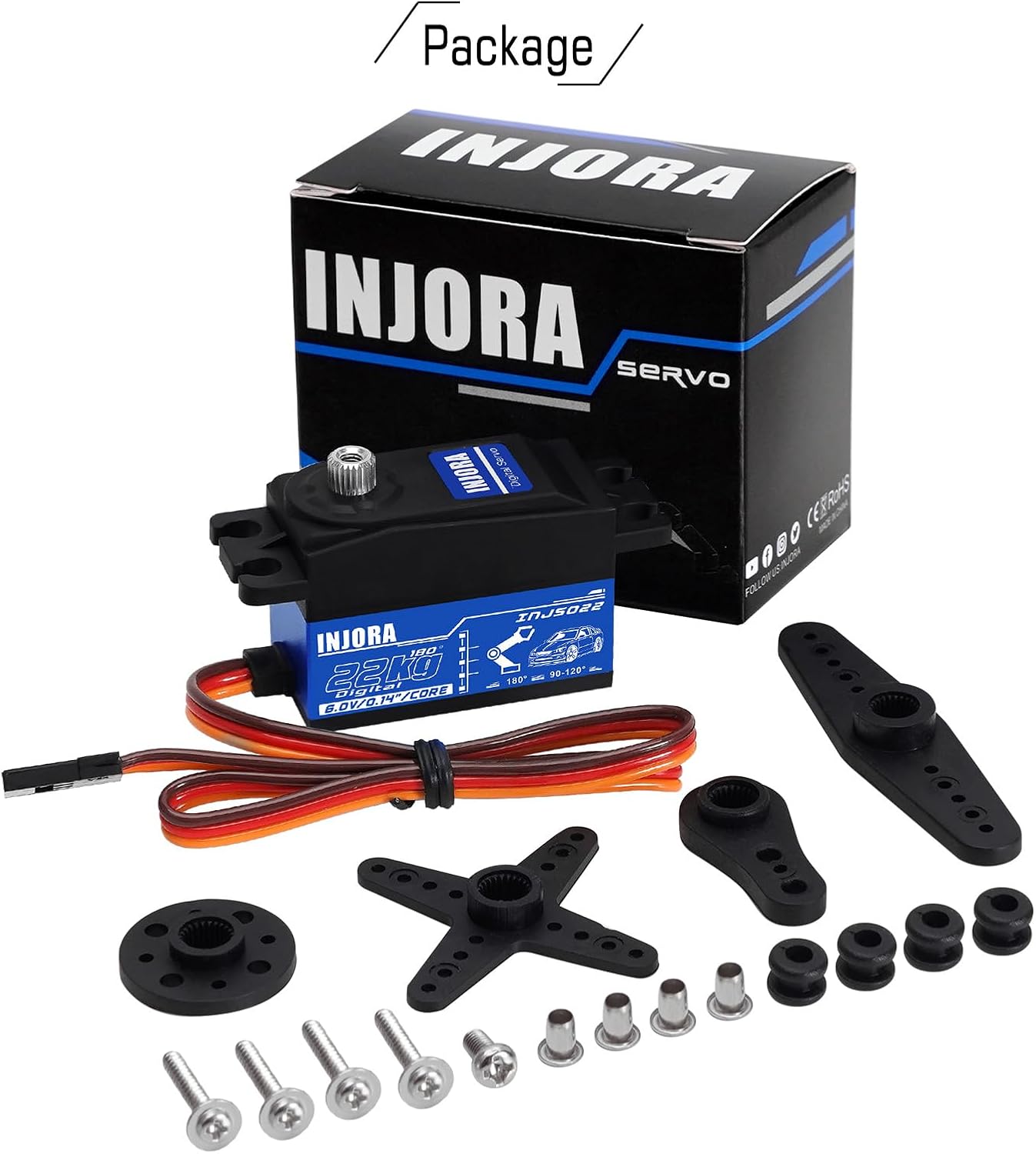 INJORA INJS022 22KG Low Profile Digital Servo for 1/10 RC Car Robot Model Upgrade