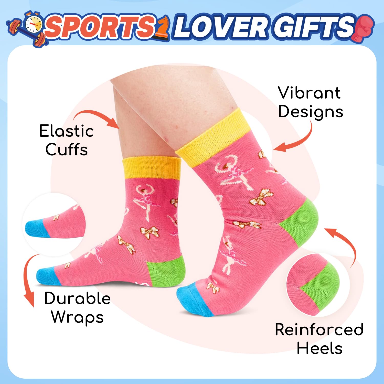 HAPPYPOP Novelty Socks for Teen Kids - Gifts for Gymnasts Cheerleaders Dancers Girls Preteen