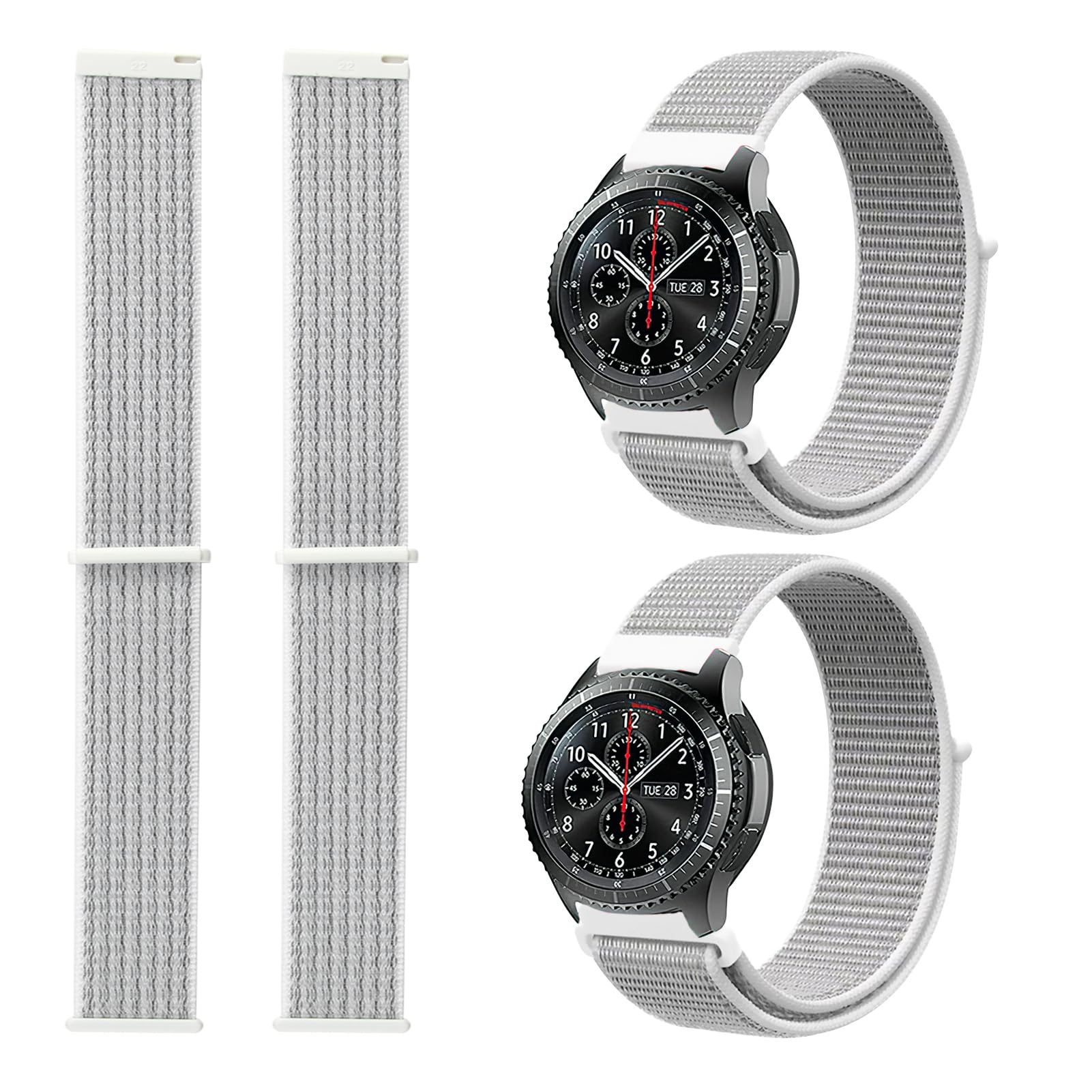 Fagent 2 Pcs Correas para Galaxy Watch 46 mm, 22mm Correa de Nylon Reloj Inteligente para Hombre y Mujer, Correa 235mm Reloj Blanco Smartwatch de Repuesto con Huawei Watch Gt 42 mm/46 mm