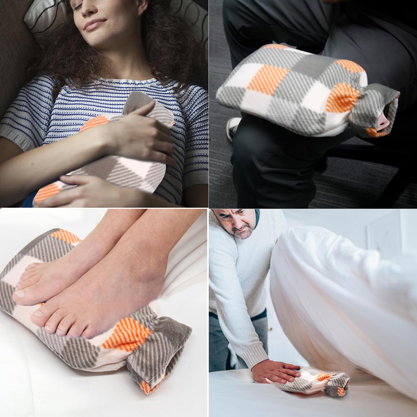 Pasek do termoforu, gumowy termofor z miękką poszewką i poszewką w talii, 3 w 1, termofor 1 l, termofor z pokrowcem, termofor na szyję i ramiona, plecy, nogi, talię