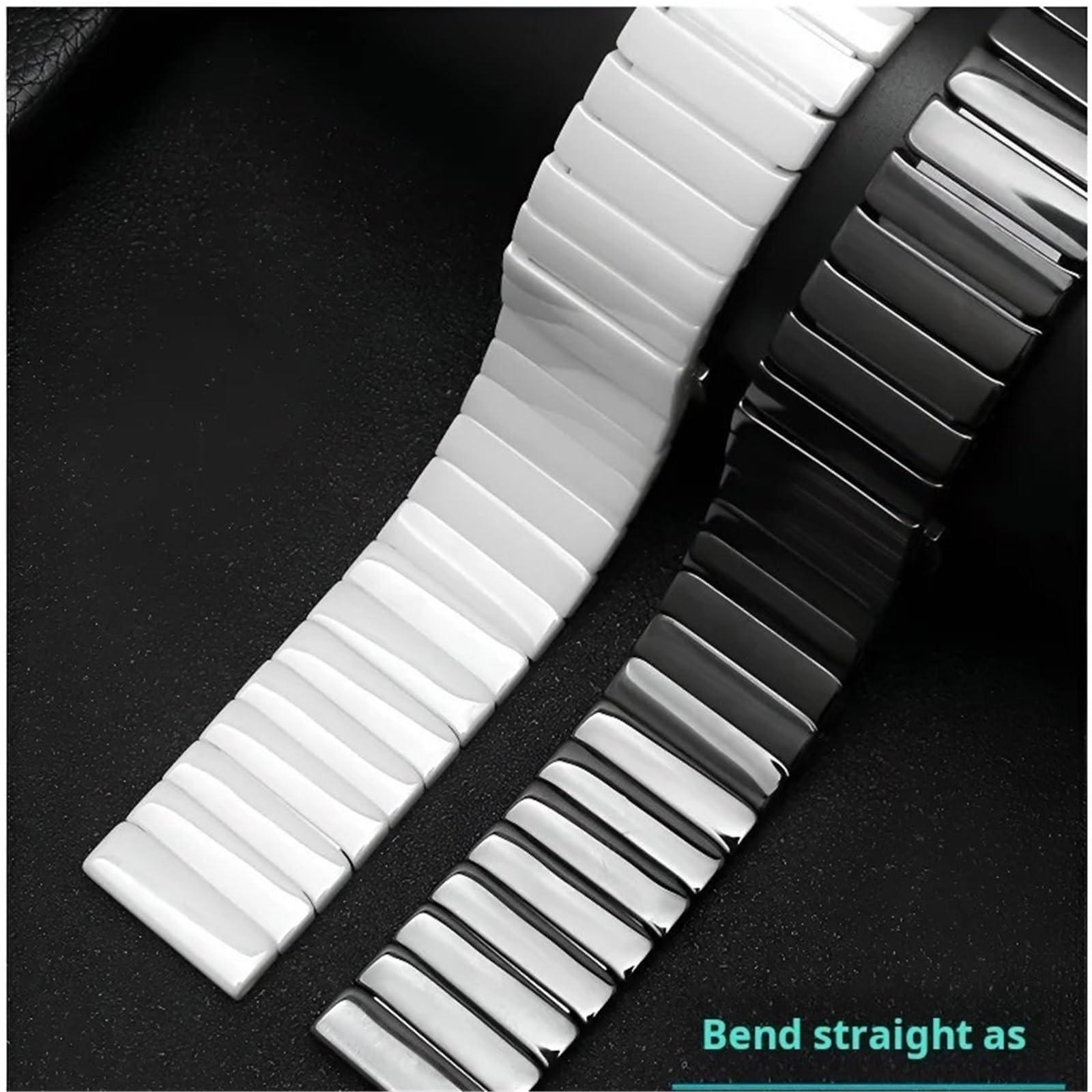Bracelet en Acier céramique 18 mm, 20 mm, 22 mm for Montre connectée Femme Homme