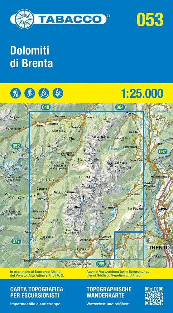 Dolomiti di Brenta (053): Tabacco Wanderkarte 1:25000