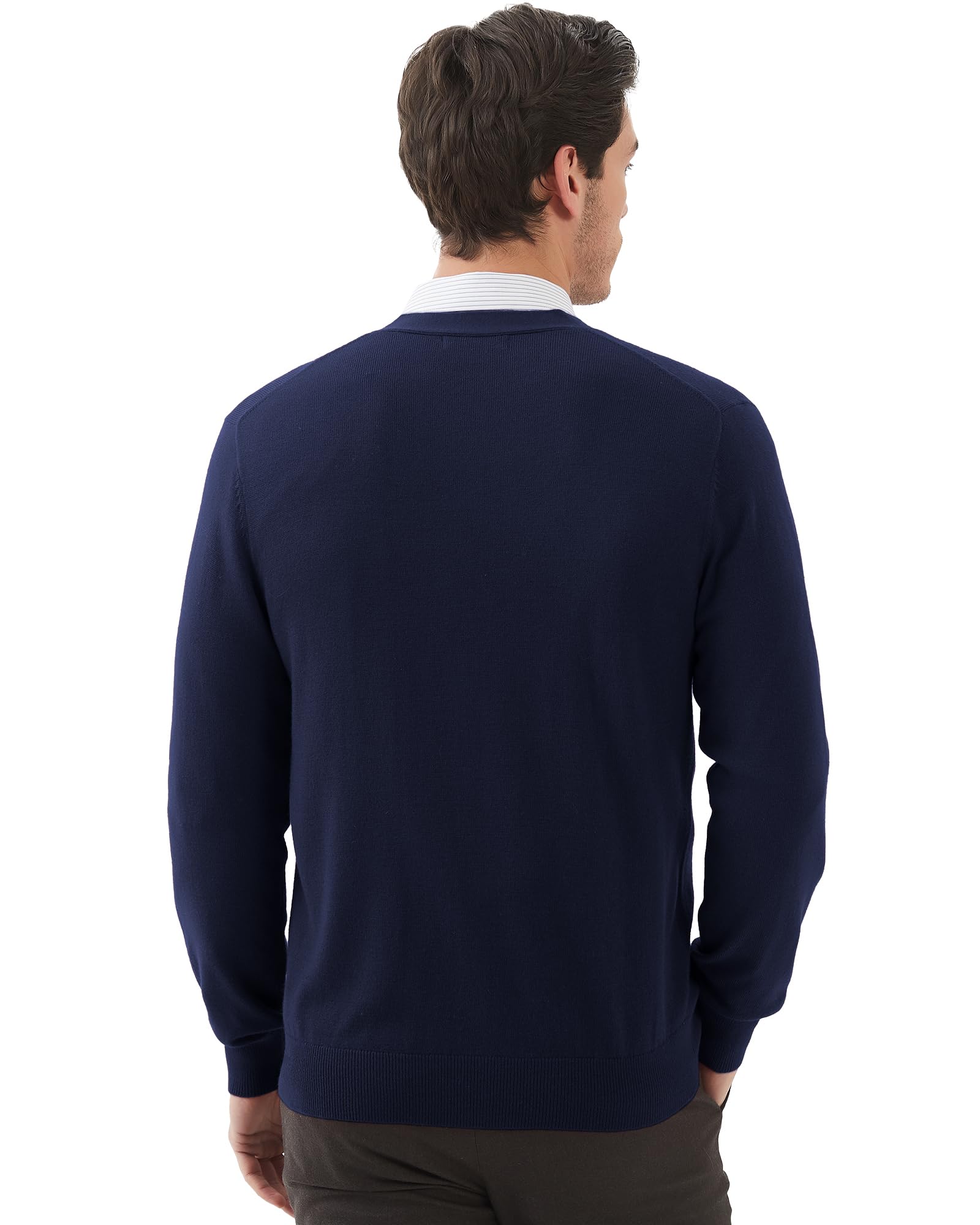 Kallspin Maglione da Uomo Cardigan con Scollo a V in Lana