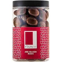 Rita Farhi Milk Chocolate Raisins Luxury Gift Jar 350g   Juicy Raisins Coated in Smooth Belgian Milk Chocolate, Vegetarian Gift for Birthdays & Celebrations
