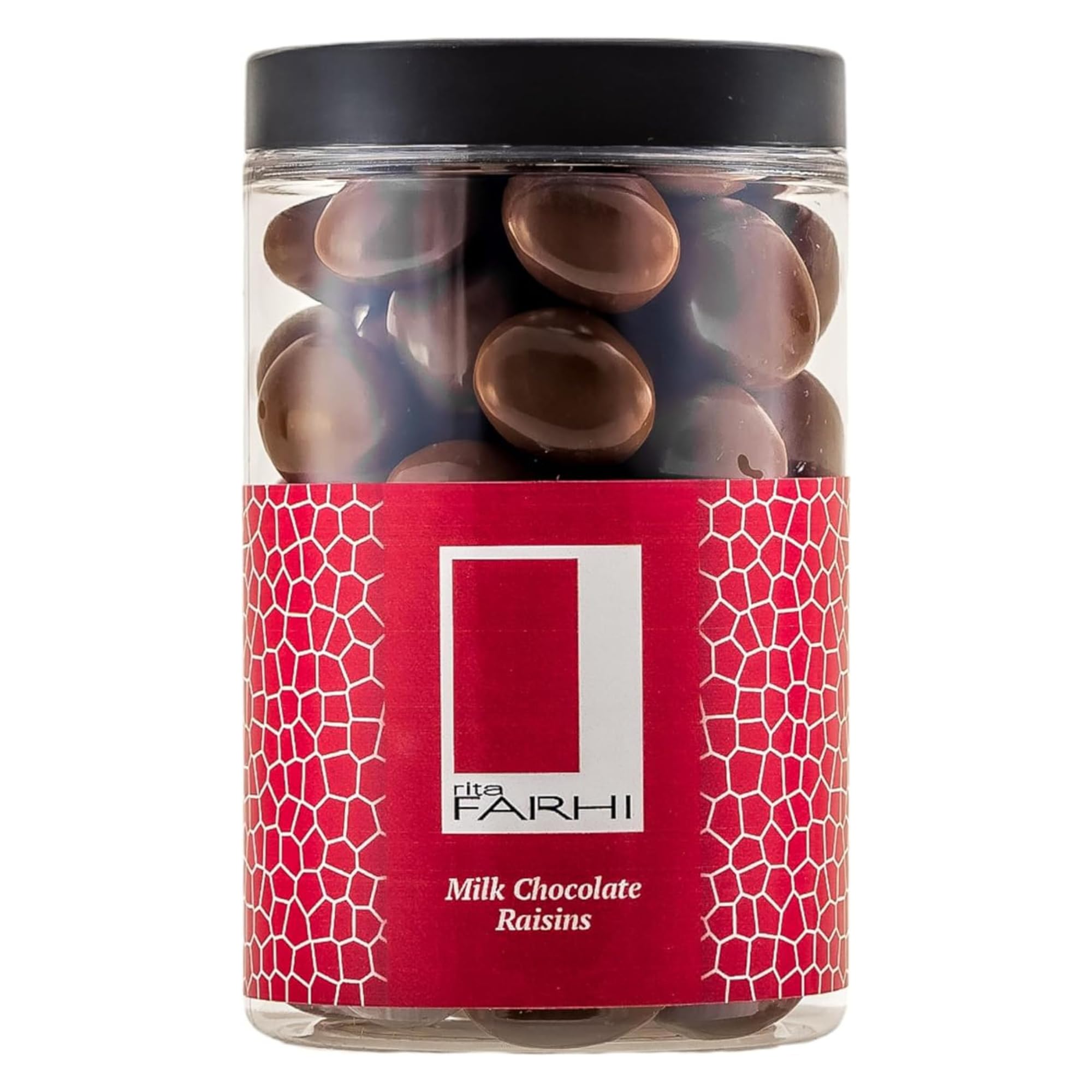 Rita Farhi Milk Chocolate Raisins Luxury Gift Jar 350g – Juicy Raisins Coated in Smooth Belgian Milk Chocolate, Vegetarian Gift for Birthdays & Celebrations