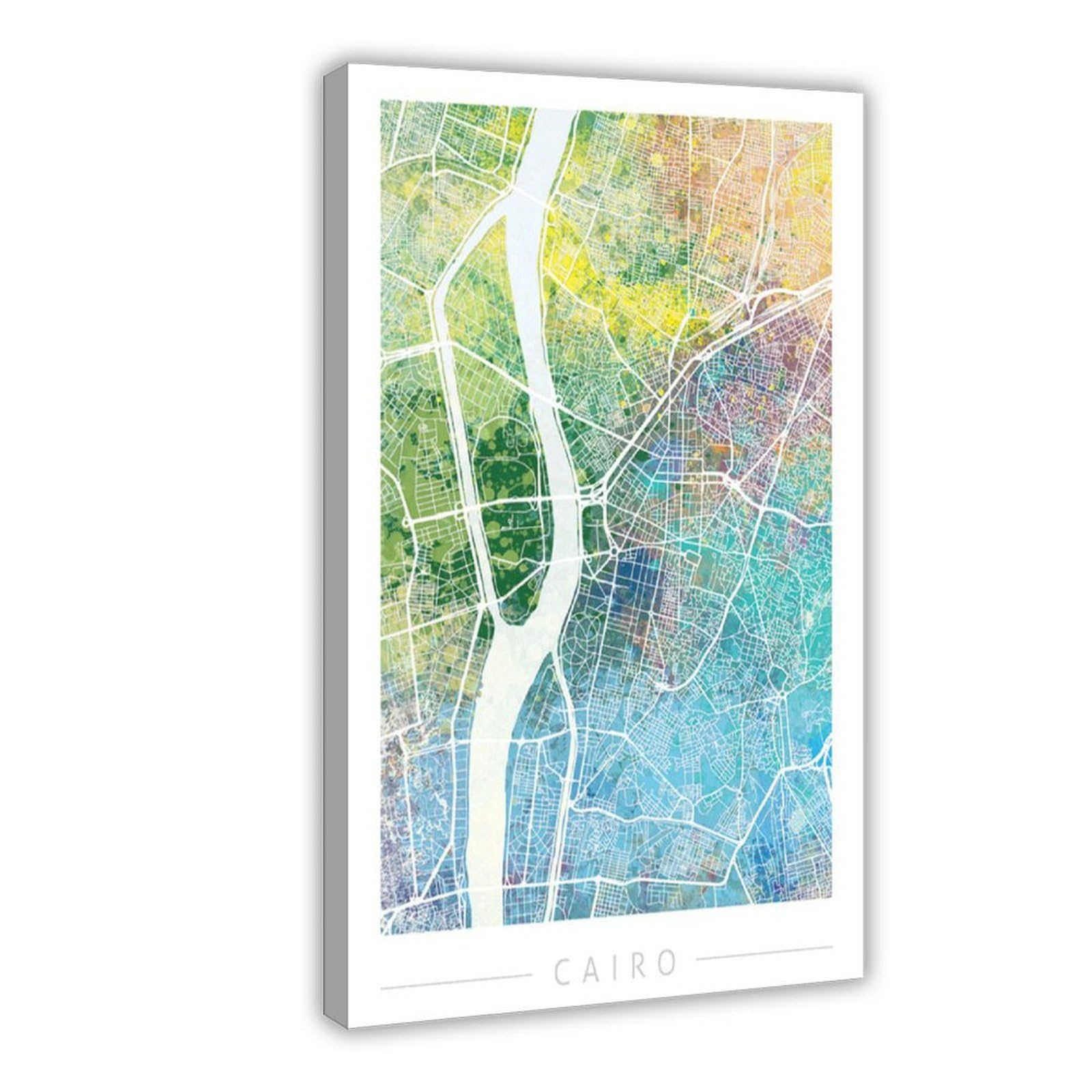 Bareronor City Street Map of Cairo Canvas Poster Bedroom Decor Landscape Office Room Decor Gift 20" L X 30" W