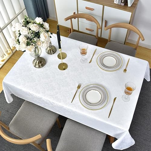 Miniatura 7 de SASTYBALE Servilletas de tela blanca de 20 x 20 pulgadas, juego de 4 servilletas de mesa de damasco de jacquard lavables para cocina, comedor,