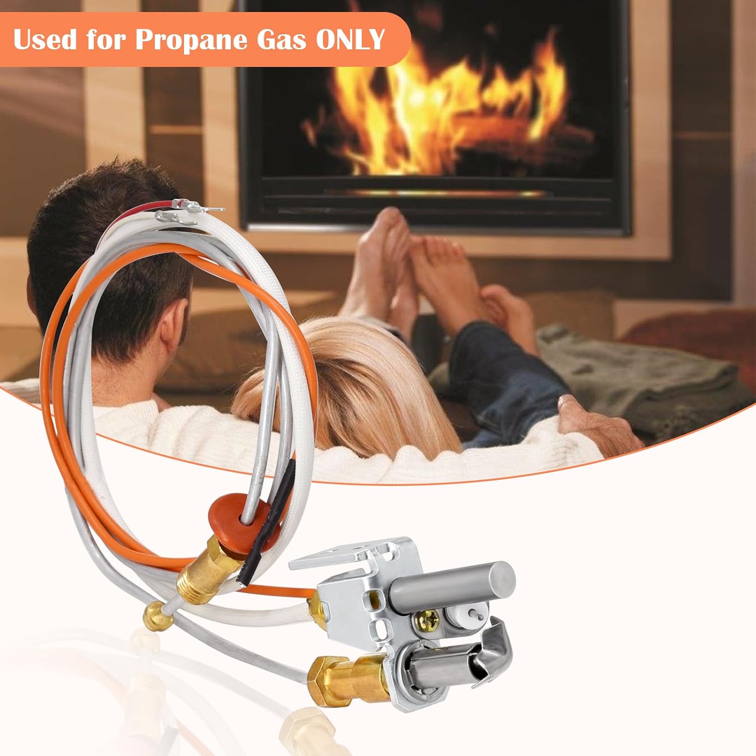Hiorucet 446-513A Pilot Assembly Propane Gas Kit for Heat N Glo Fireplaces and Gas Log Sets, Heat-N-Glo SL2000, 4000, 5000, 6000 Model, SRV446-513A LP Pilot Assembly Replacement Parts with Thermopile.